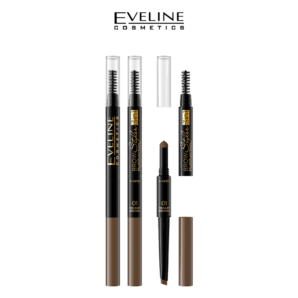 EVELINE EYE BROW STYLER 3 IN 1 NO 01 LIGT BROWN - Image 2