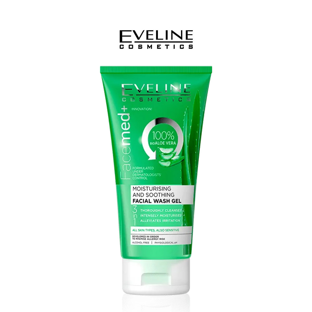 Eveline Facemed+ 100% Bio Aloe Vera Moisturizing & Soothing Facial Wash Gel 3in1